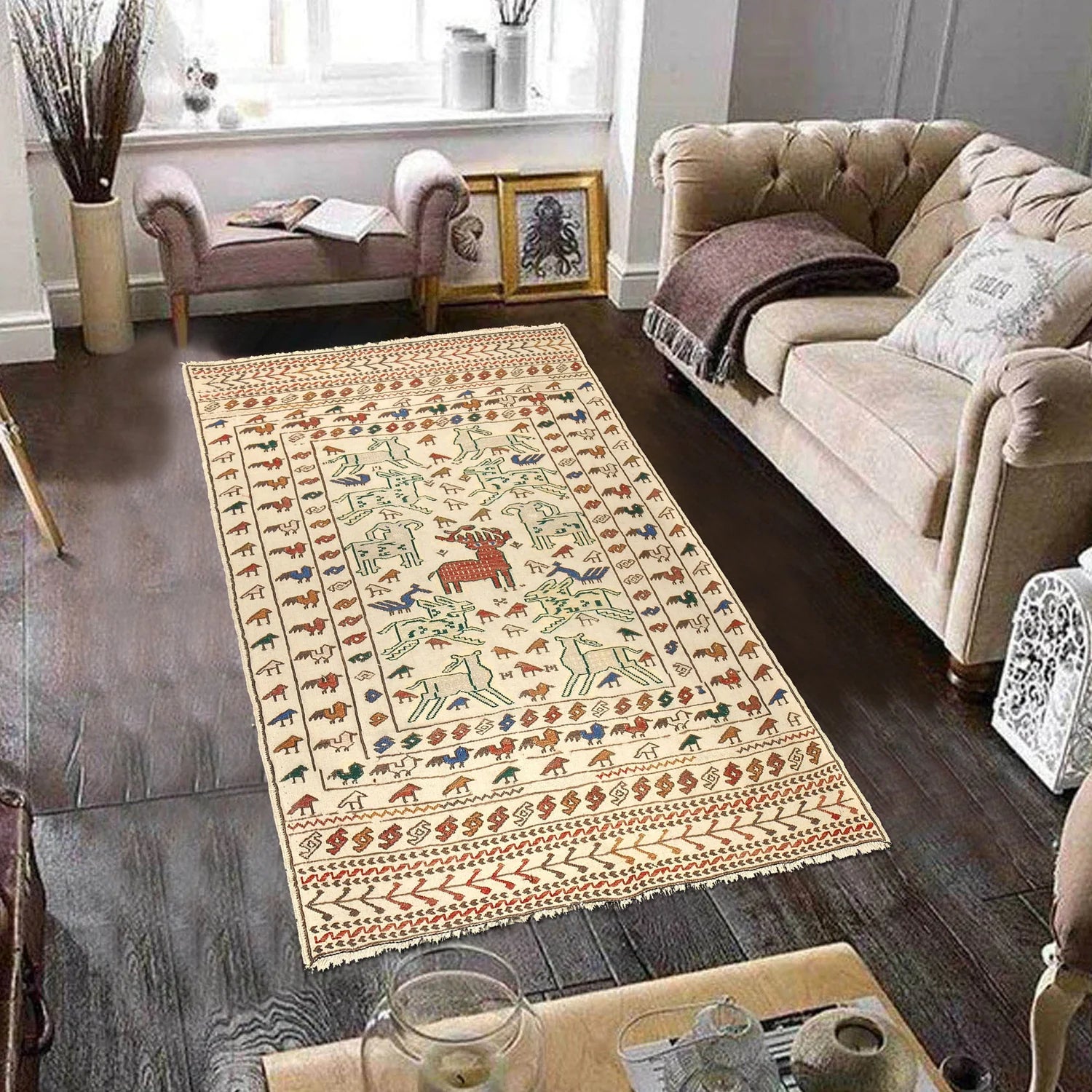 Elmstone Vale Kilim | 4'0" × 5'7" ft | Ref: B20001