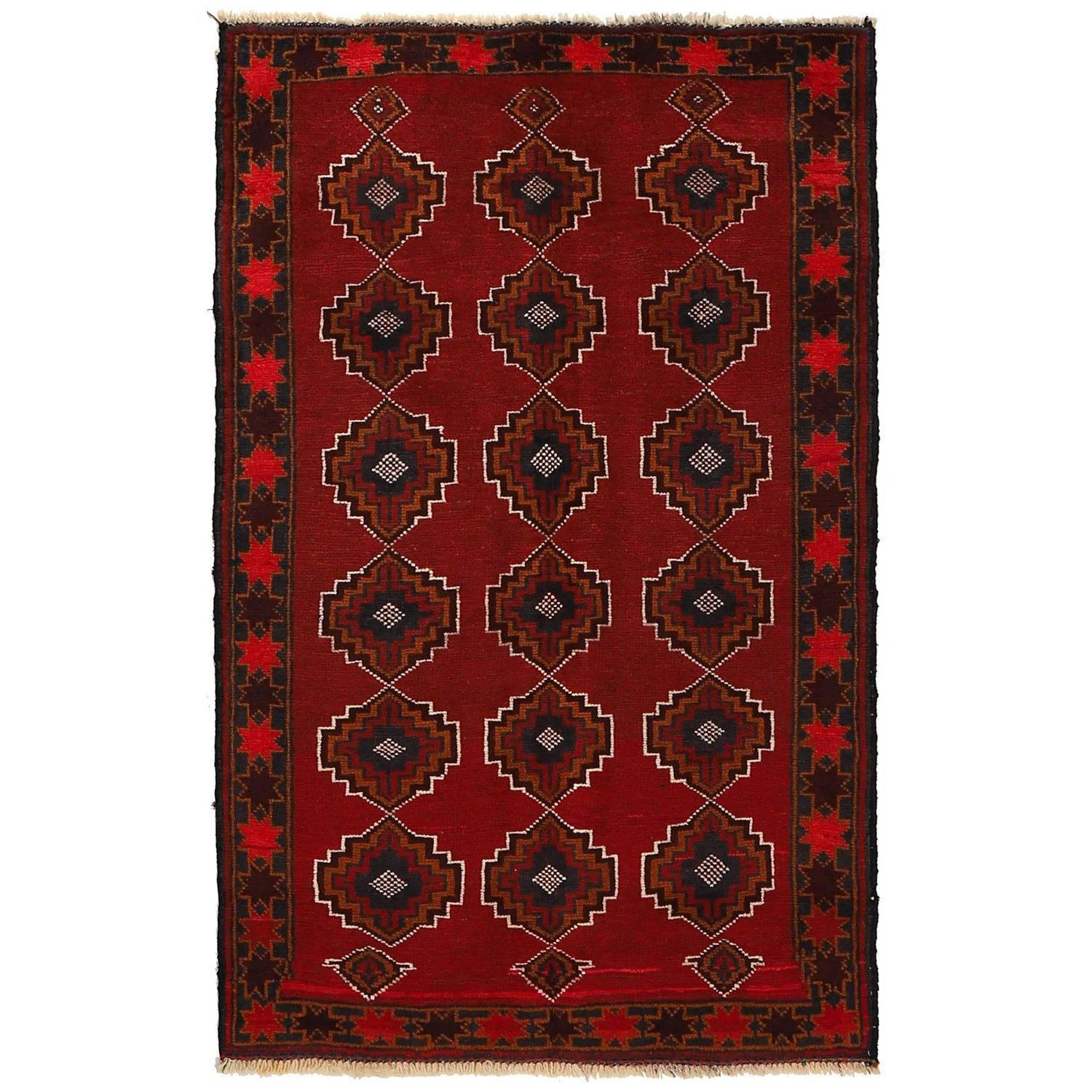 Red Color Baluchi Rug 2' 7 x 4' 5 (ft) - No. B26353