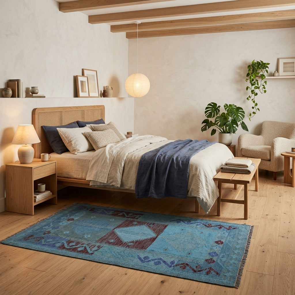 Larkspur Weft Kilim Rug | 4' 0" x 5' 7" ft (122 x 169 cm) | Ref: B29240