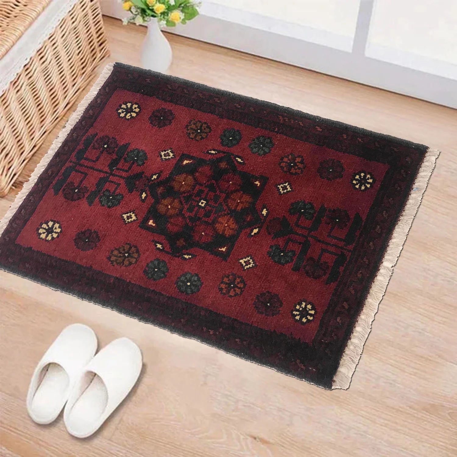 Maroon Compass Doormat | 1' 5" x 1' 11" ft (43 x 58 cm) | Ref: B35710
