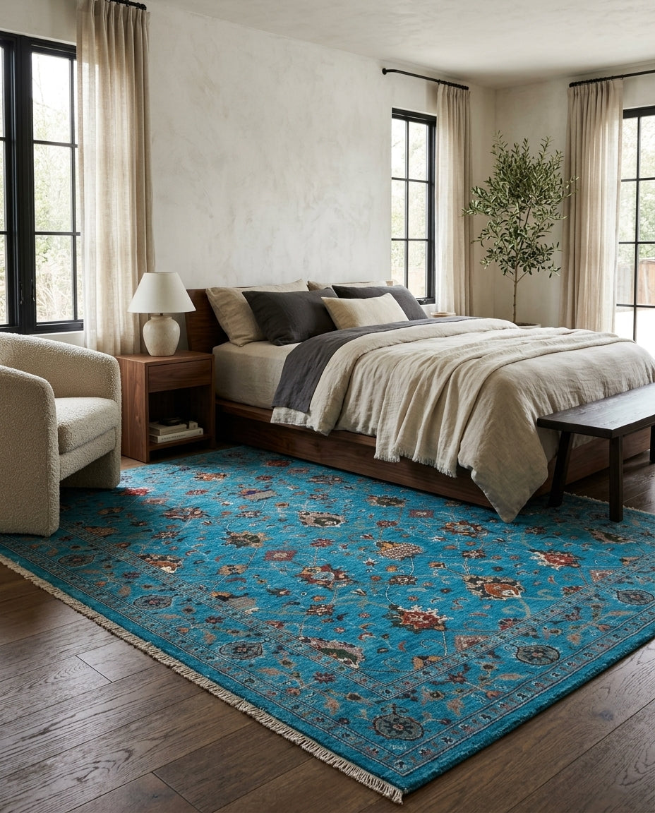 Azure Vine Rug | 6' 9" x 9' 6" ft (205 x 289 cm) | Ref: R39641