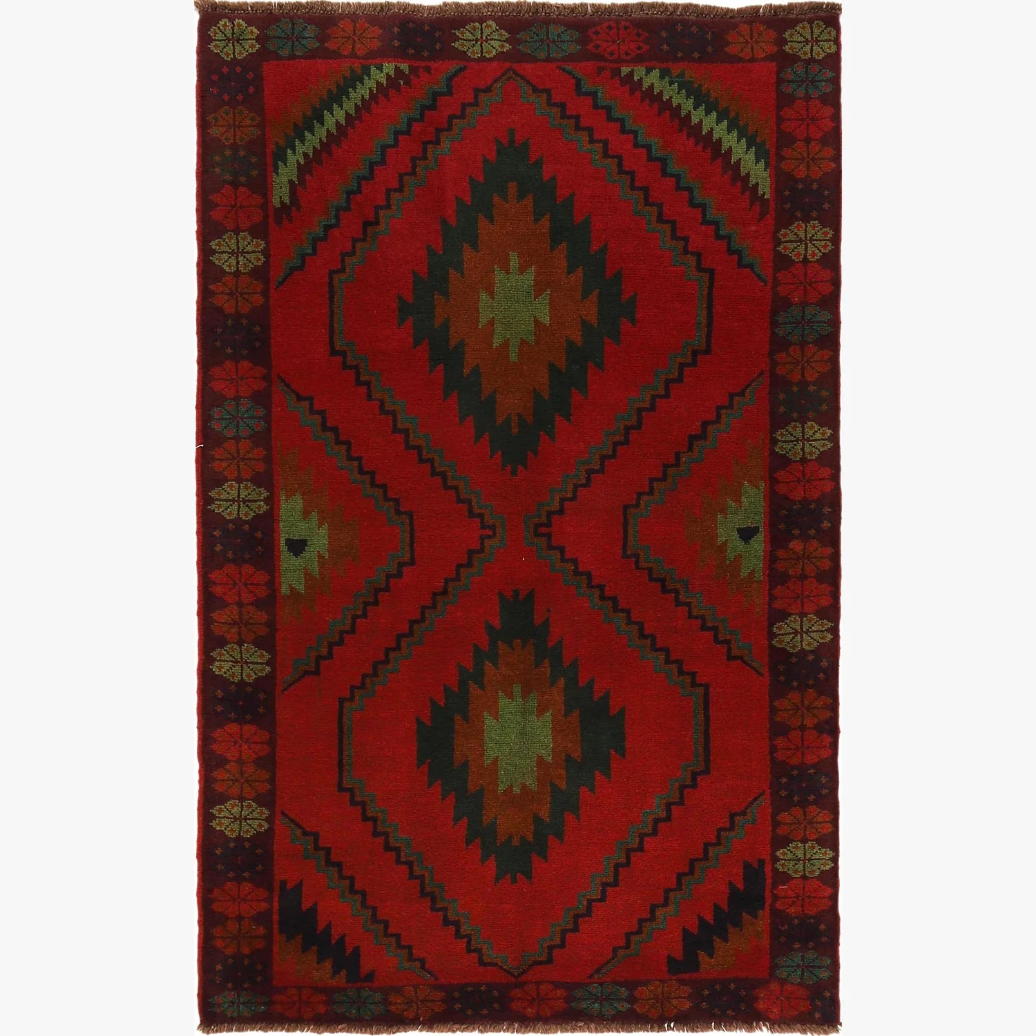 Red Color Baluchi Carpet 4' 2" x 6' 8" (ft) - No. G29162