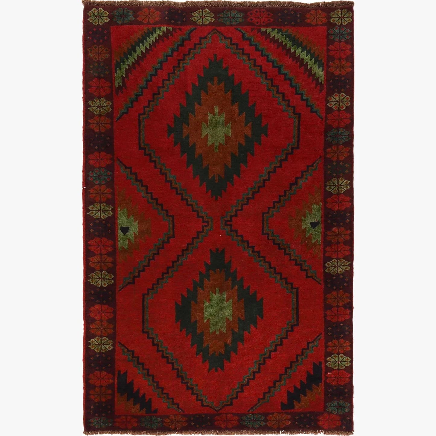 Red Color Baluchi Carpet 4' 2" x 6' 8" (ft) - No. G29162