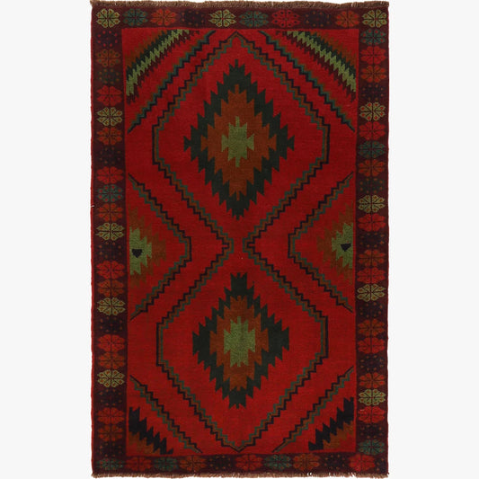 Red Color Baluchi Carpet 4' 2" x 6' 8" (ft) - No. G29162