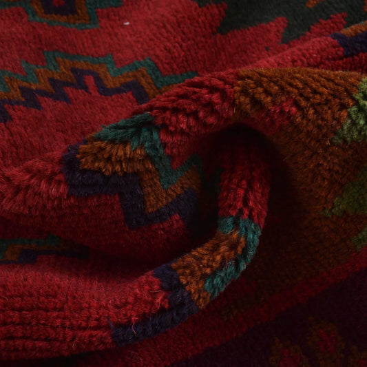 Red Color Baluchi Carpet 4' 2" x 6' 8" (ft) - No. G29162